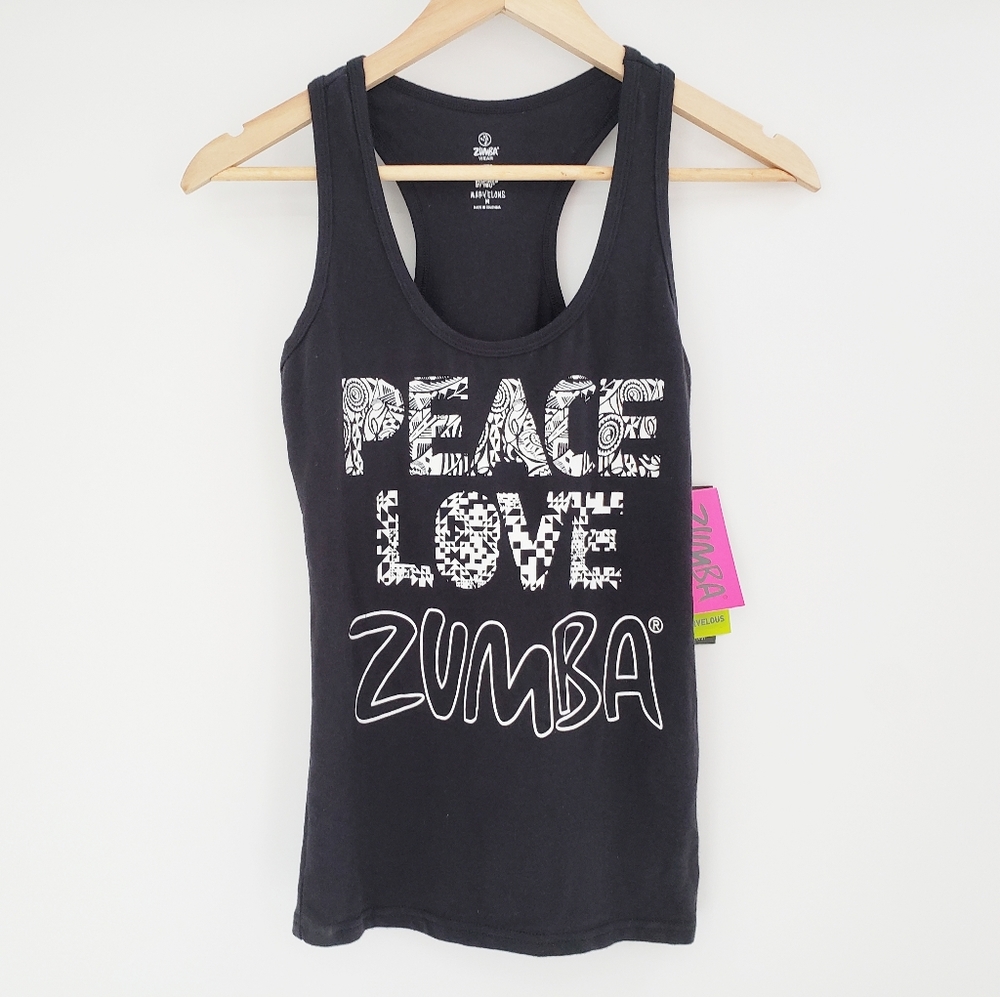 Zumba Medium Peace Love Racerback Tank